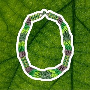 Mexican Huichol Handmade Artisan Seed Bead Green Gray Necklace